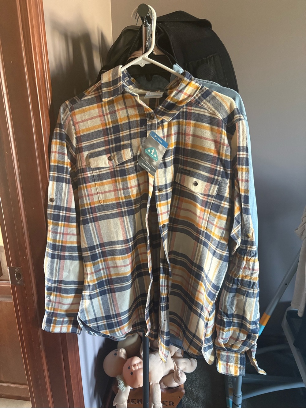 Woman’s Plaid Button-Up Shirt in Blue and Yellow - Lightweight Casual